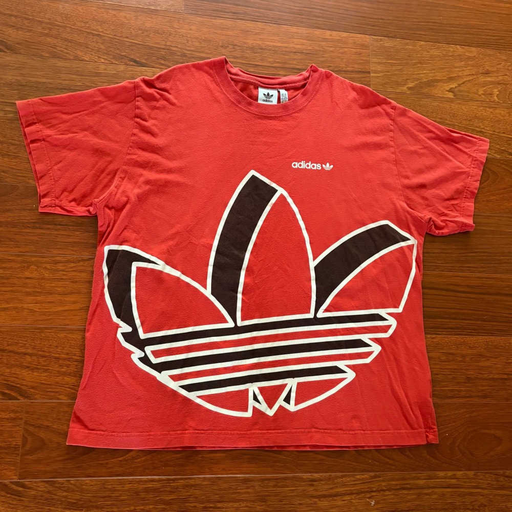Y2K AOP Adidas Big Trefoil Graphic T-Shirt Red Dopeboy Streetwear Mens Size 2X